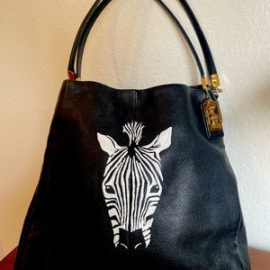Coach Madison Phoebe Bag with Hand Painted Zebra Design